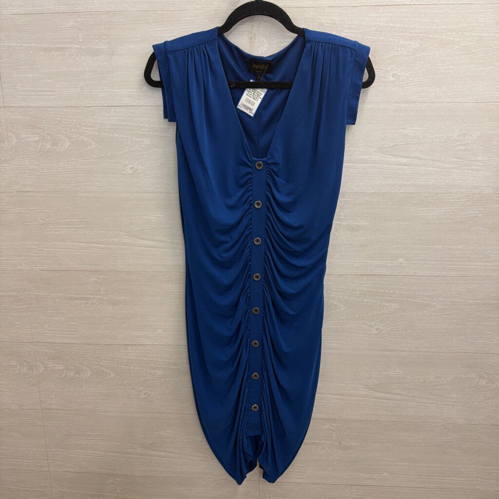 Laundry Blue Button Front Ruched Dress 6