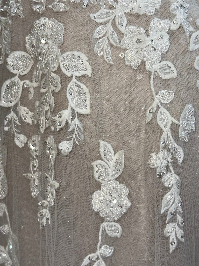 Glitter Lace V-Neck Bridal Gown 14