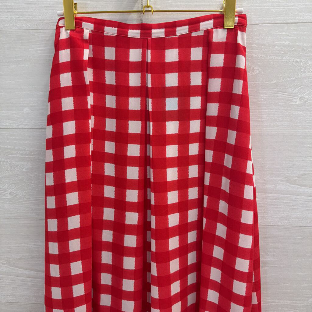 Eight Sixty Red/ White Gingham Midi Skirt Extra Small
