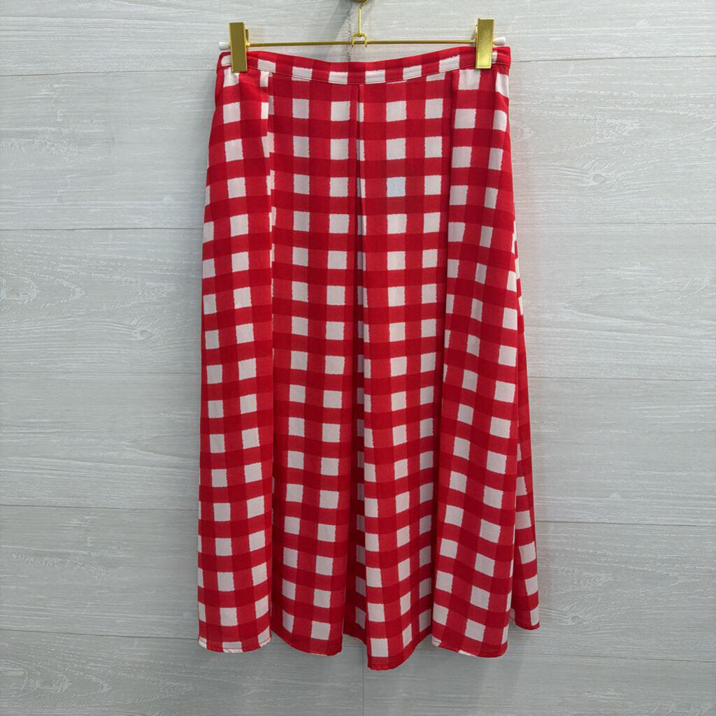 Eight Sixty Red/ White Gingham Midi Skirt Extra Small