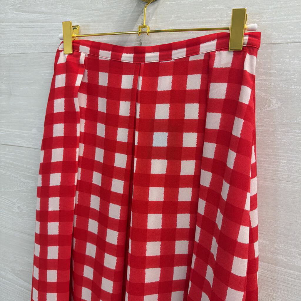Eight Sixty Red/ White Gingham Midi Skirt Extra Small
