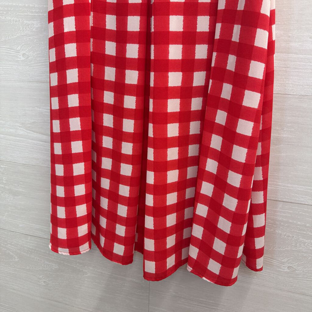 Eight Sixty Red/ White Gingham Midi Skirt Extra Small