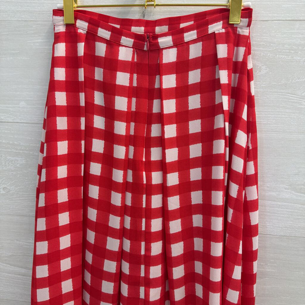 Eight Sixty Red/ White Gingham Midi Skirt Extra Small