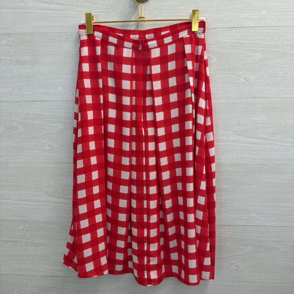 Eight Sixty Red/ White Gingham Midi Skirt Extra Small