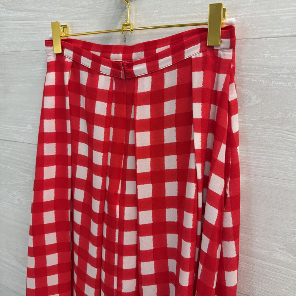 Eight Sixty Red/ White Gingham Midi Skirt Extra Small