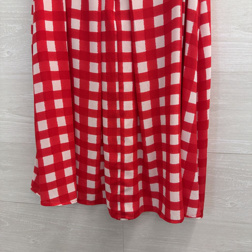 Eight Sixty Red/ White Gingham Midi Skirt Extra Small