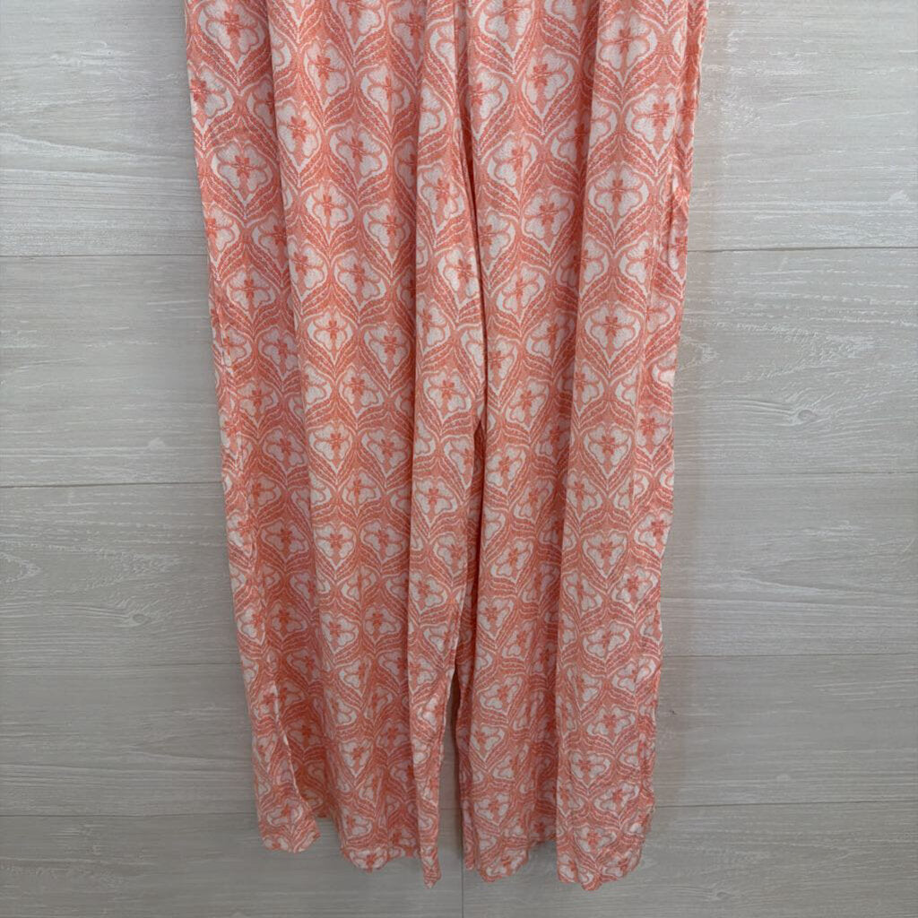 J Valdi Pink/ White Print Strapless Jumpsuit Small