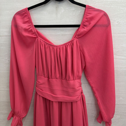 Pink Long Sleeve Tie Back Dress Extra Small