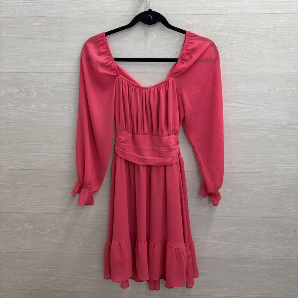 Pink Long Sleeve Tie Back Dress Extra Small