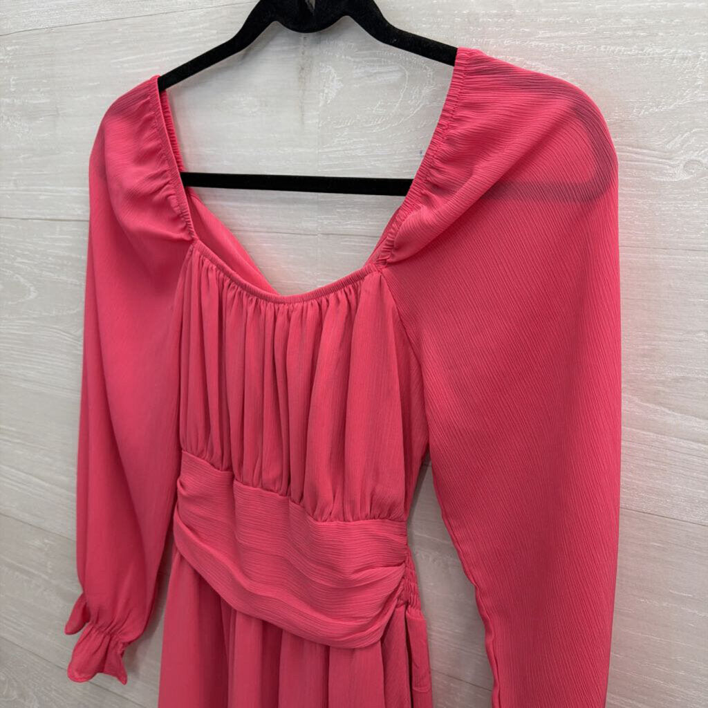 Pink Long Sleeve Tie Back Dress Extra Small