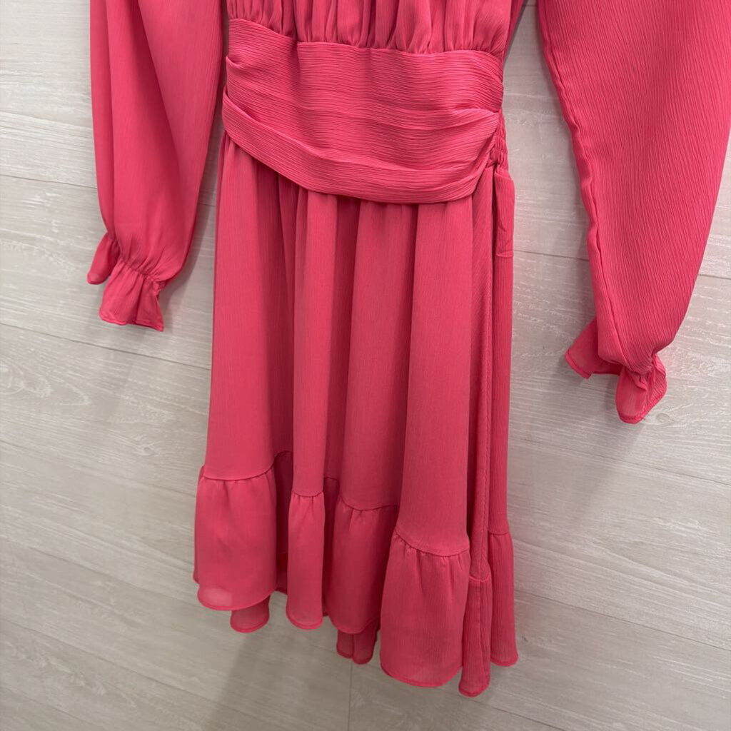 Pink Long Sleeve Tie Back Dress Extra Small