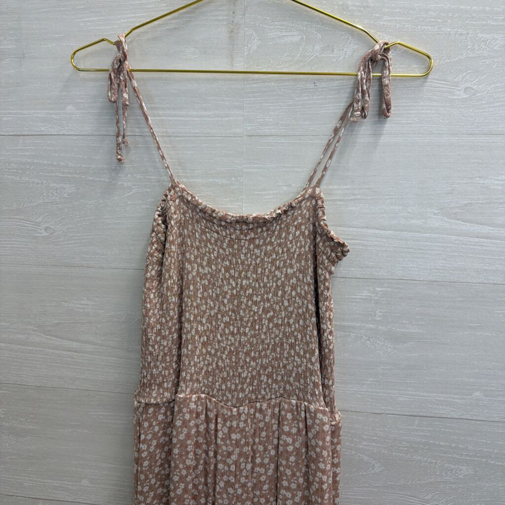 Altar'd State Brown/ White Floral Print Wide Leg Jumpsuit Extra Small