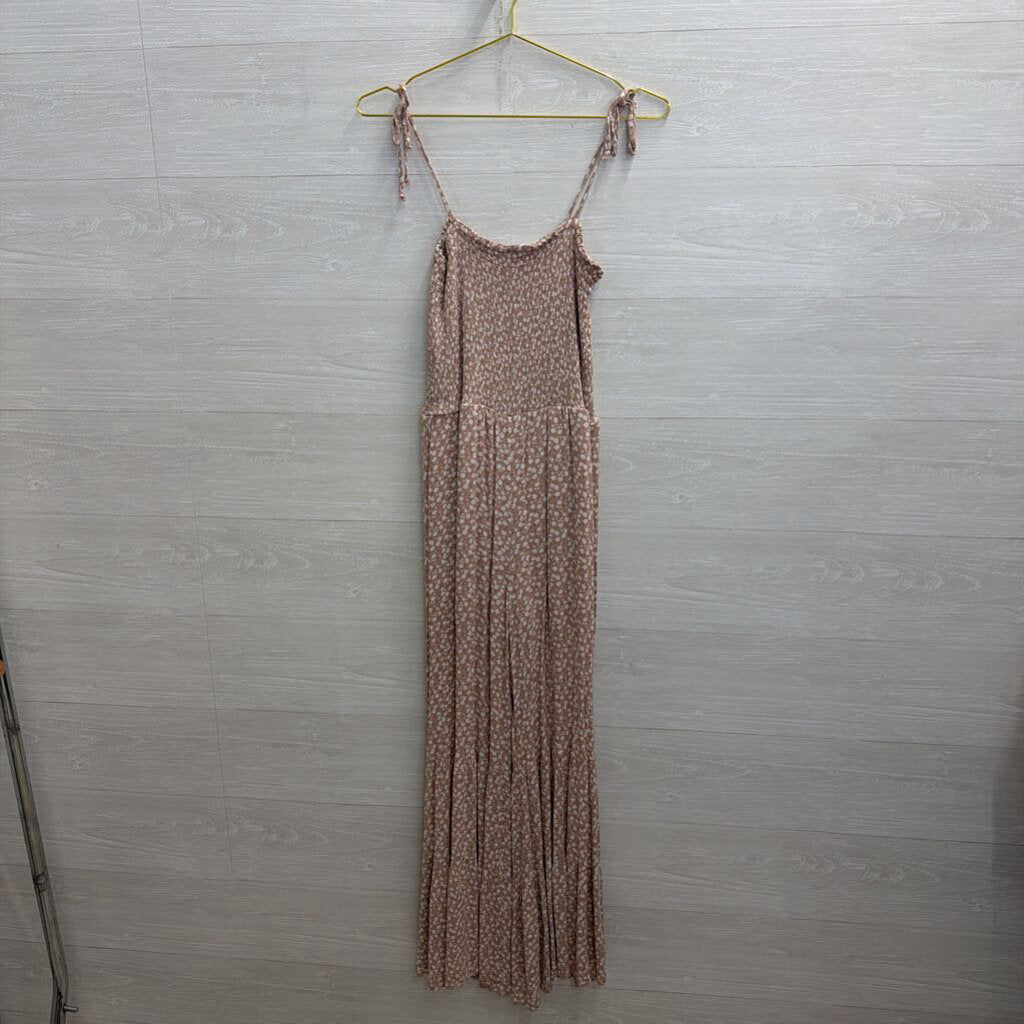 Altar'd State Brown/ White Floral Print Wide Leg Jumpsuit Extra Small