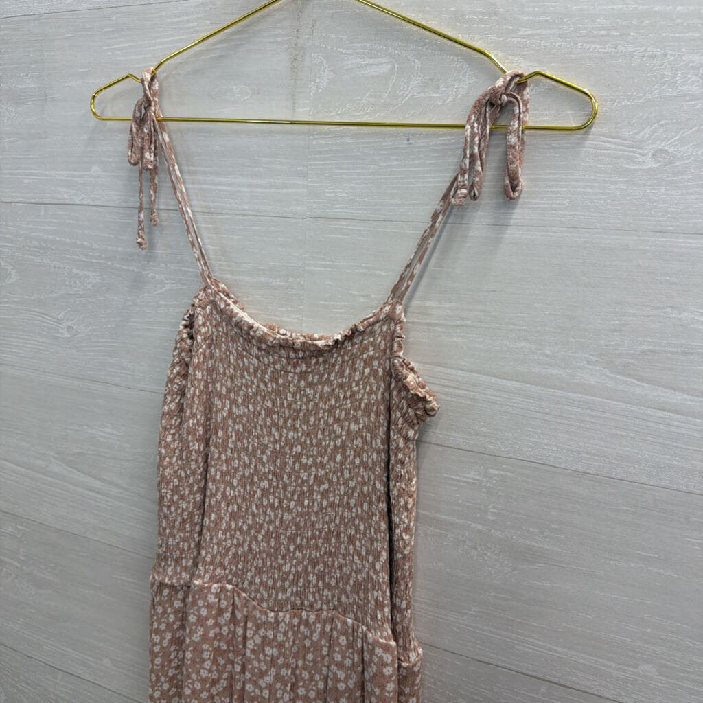 Altar'd State Brown/ White Floral Print Wide Leg Jumpsuit Extra Small
