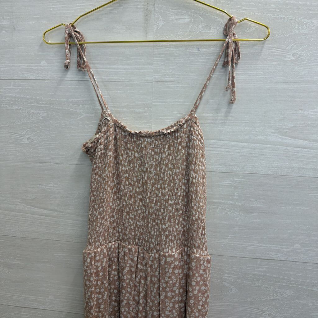 Altar'd State Brown/ White Floral Print Wide Leg Jumpsuit Extra Small