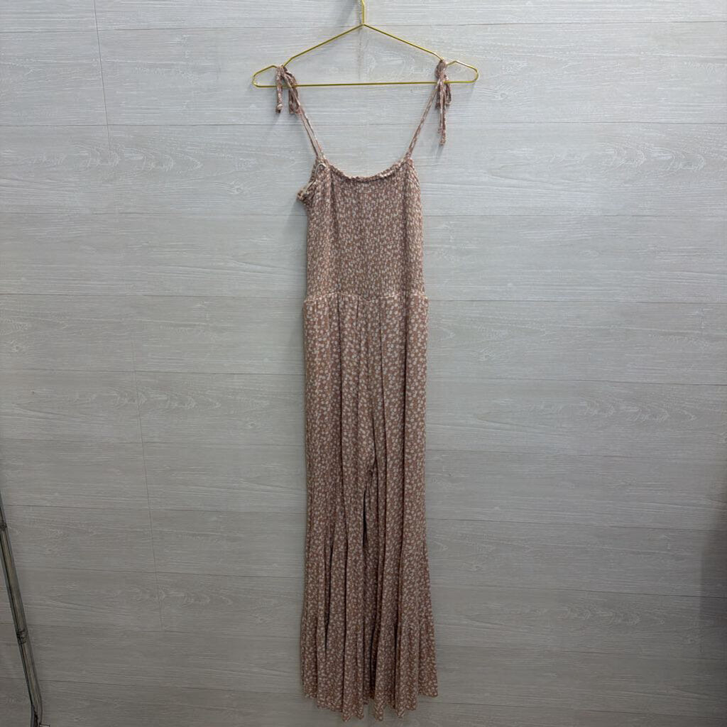 Altar'd State Brown/ White Floral Print Wide Leg Jumpsuit Extra Small