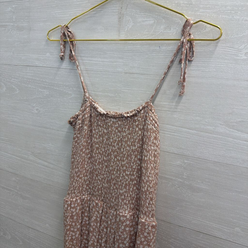 Altar'd State Brown/ White Floral Print Wide Leg Jumpsuit Extra Small