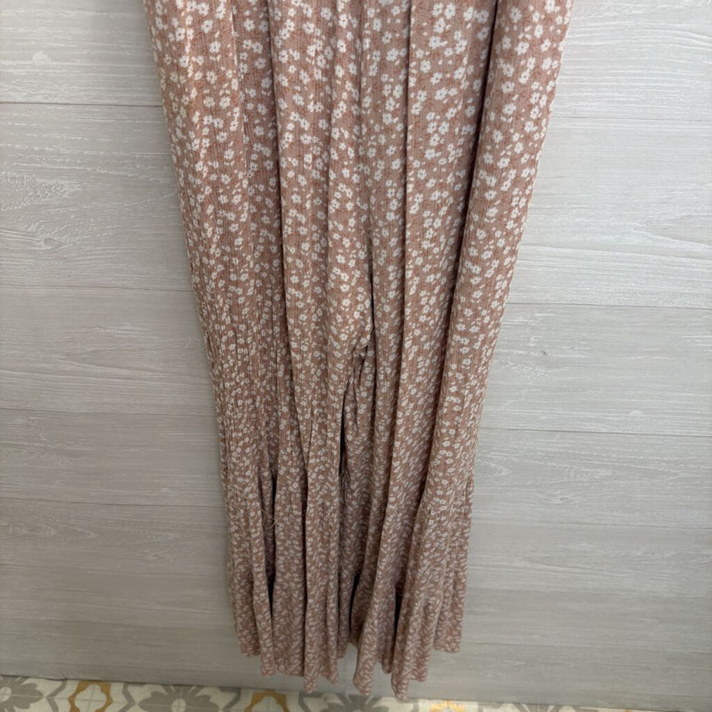 Altar'd State Brown/ White Floral Print Wide Leg Jumpsuit Extra Small