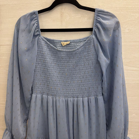Altar'd State Blue/ Silver Dot Print Long Sleeve Dress Small