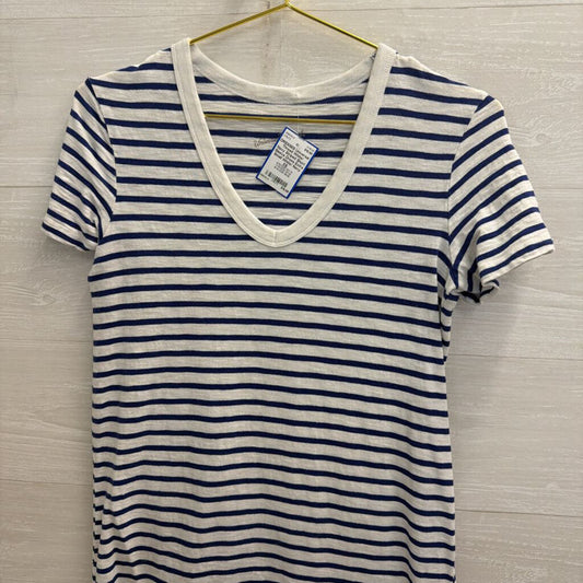 White/ Navy Striped Short Sleeve Dress Extra Small