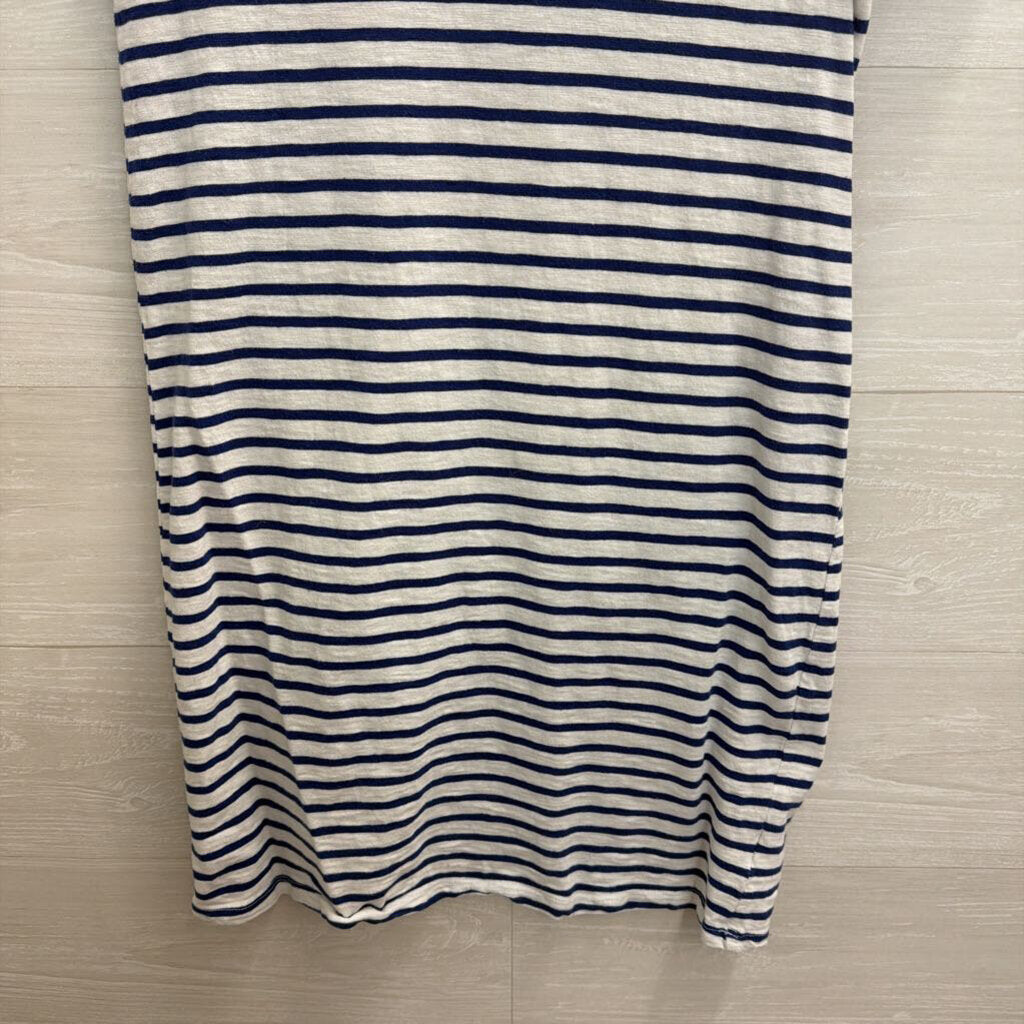 White/ Navy Striped Short Sleeve Dress Extra Small