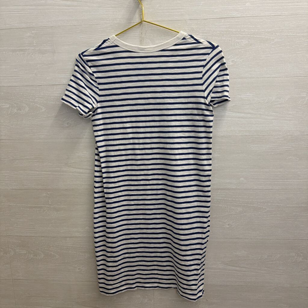 White/ Navy Striped Short Sleeve Dress Extra Small