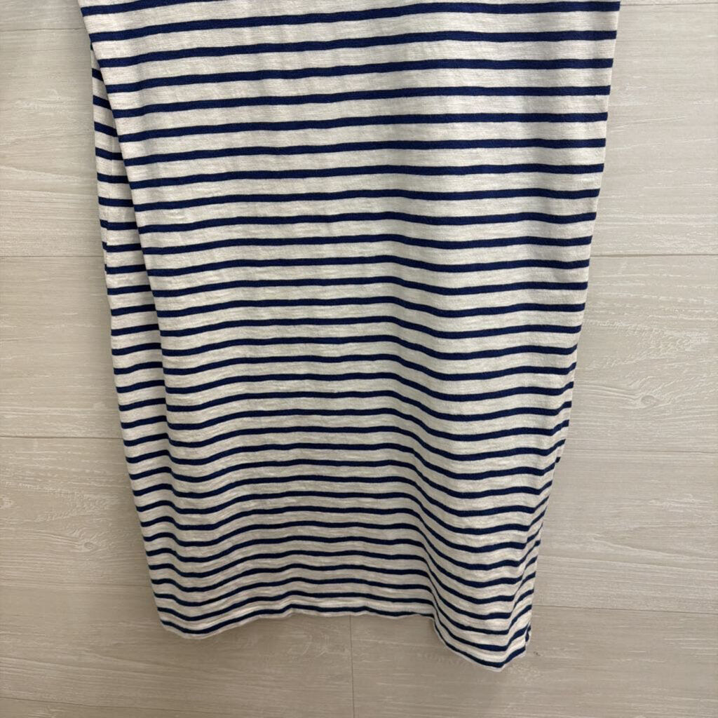 White/ Navy Striped Short Sleeve Dress Extra Small