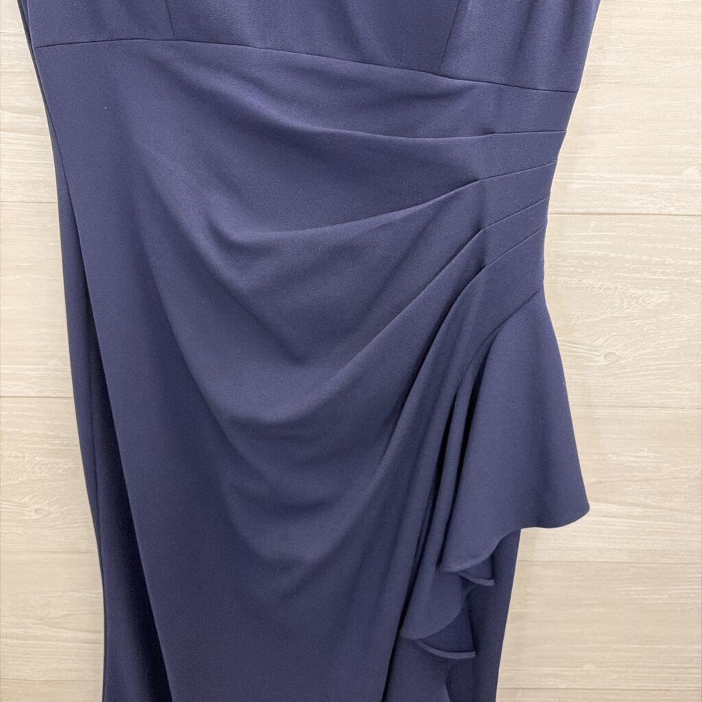 Alex Evenings Navy Sequin Embroidered Top Long Formal Dress 12
