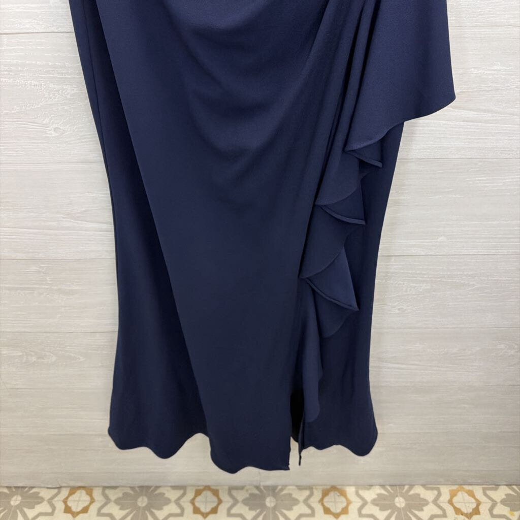 Alex Evenings Navy Sequin Embroidered Top Long Formal Dress 12