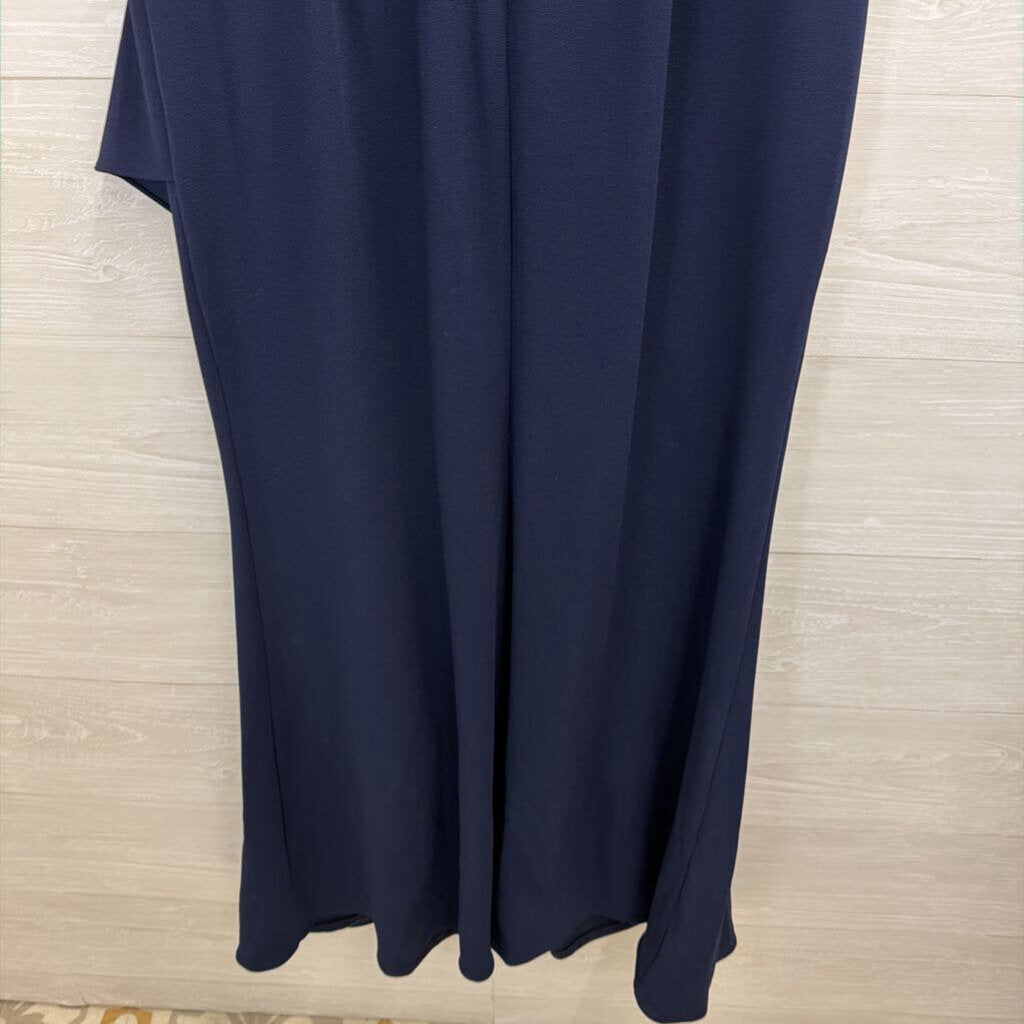 Alex Evenings Navy Sequin Embroidered Top Long Formal Dress 12