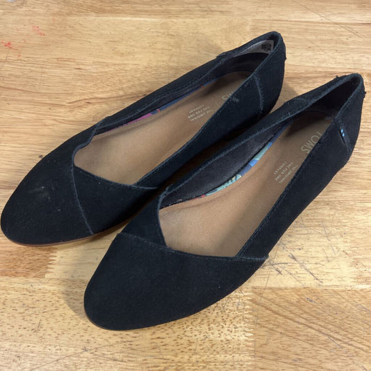 Toms Black Suede Jutti Neat Flats 9