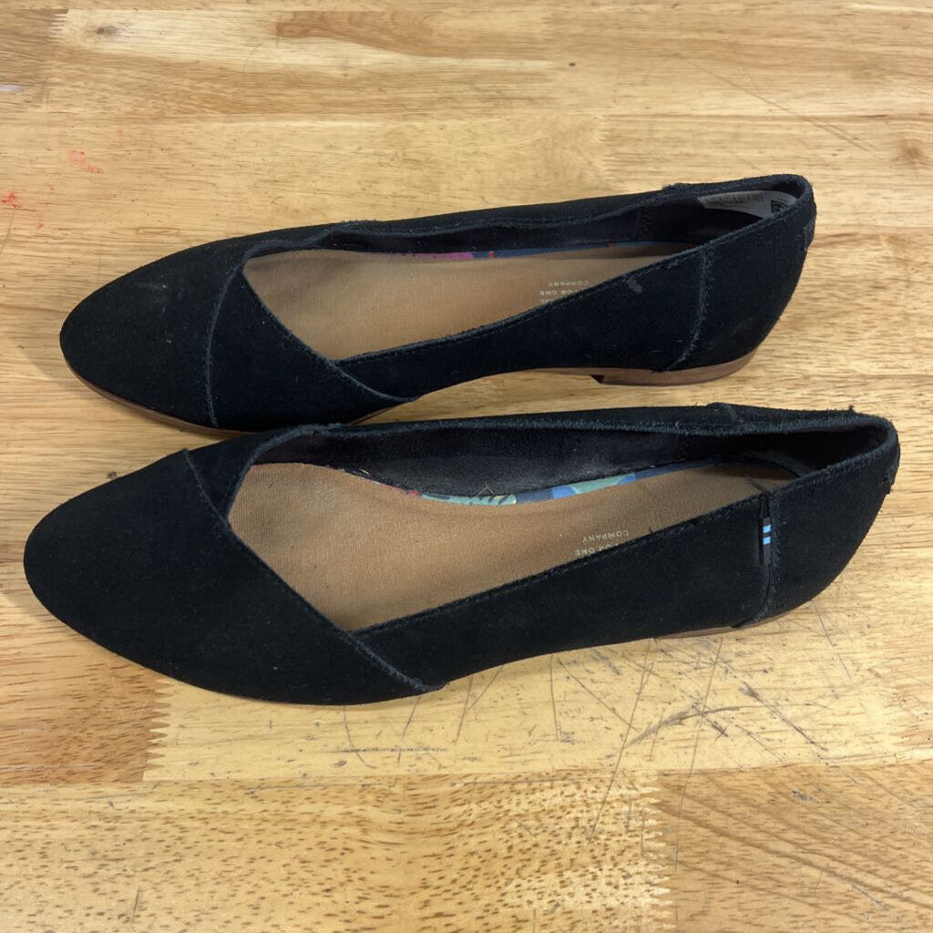 Toms Black Suede Jutti Neat Flats 9