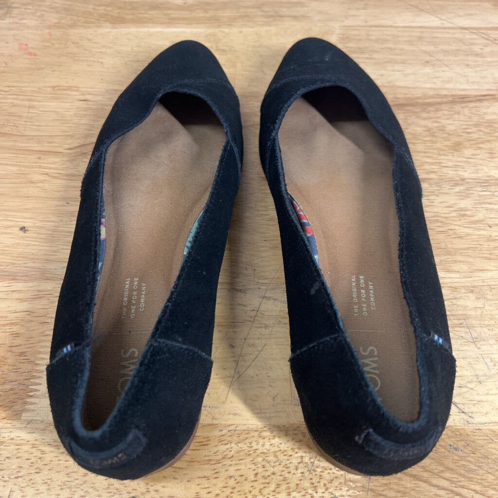 Toms Black Suede Jutti Neat Flats 9