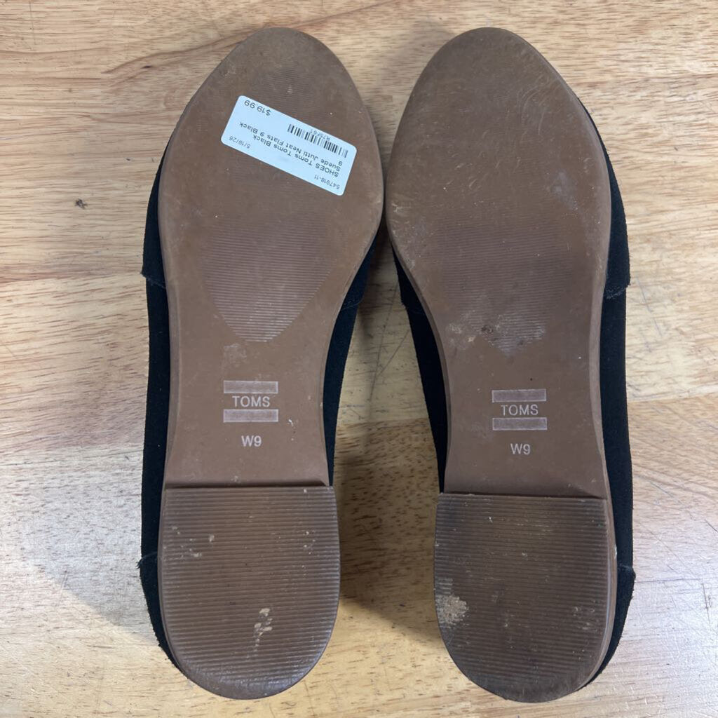 Toms Black Suede Jutti Neat Flats 9