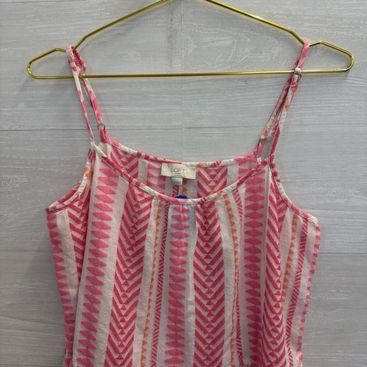 Loft White/ Pink Print Tank Top Medium