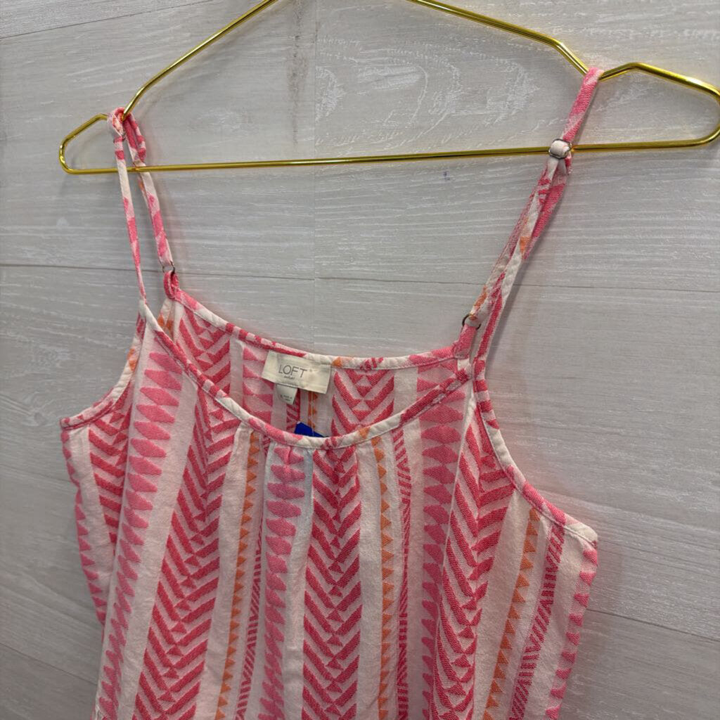 Loft White/ Pink Print Tank Top Medium
