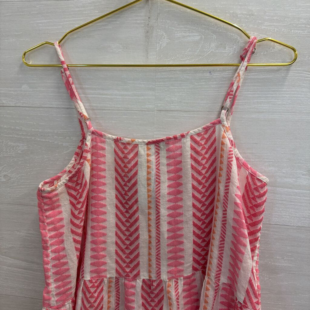 Loft White/ Pink Print Tank Top Medium