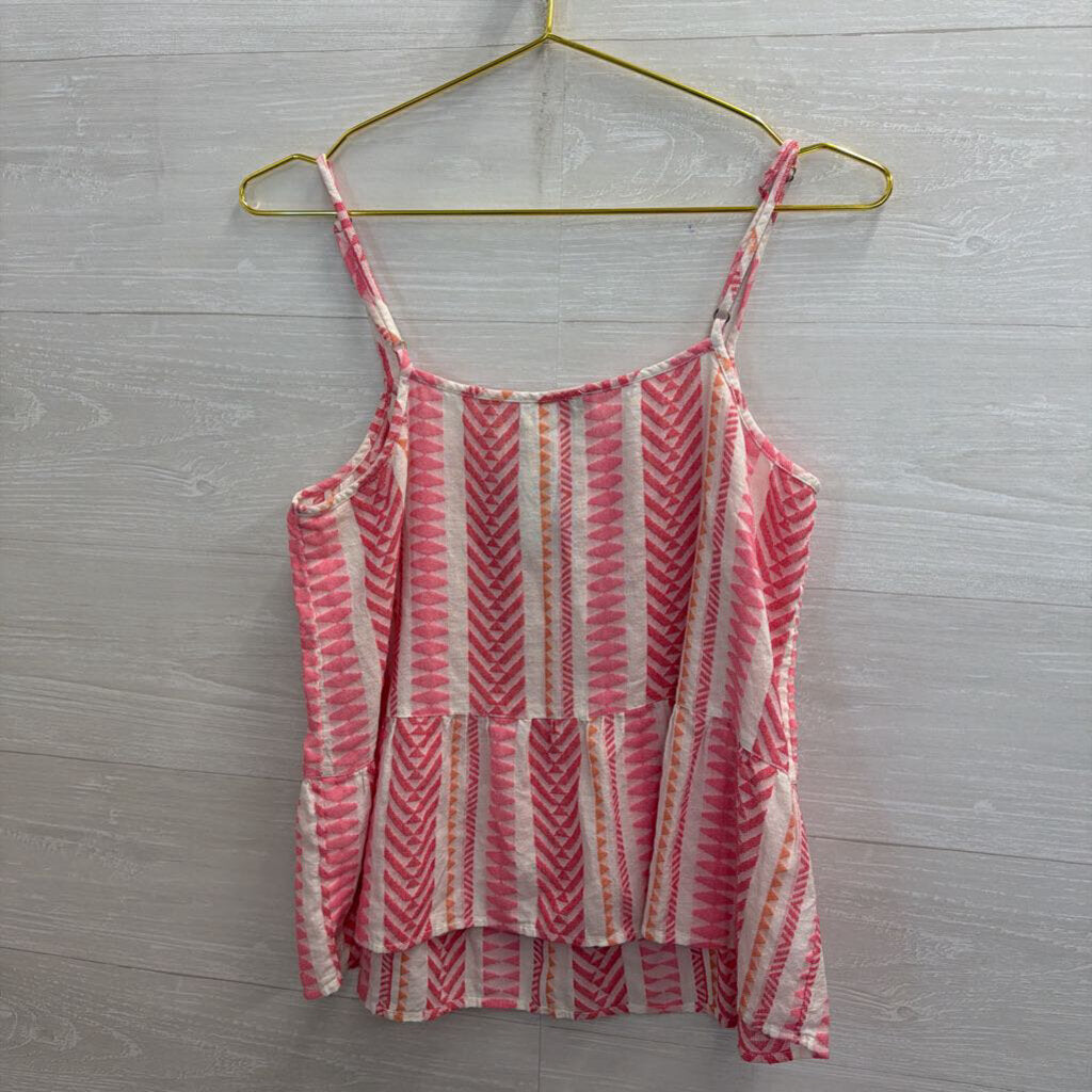 Loft White/ Pink Print Tank Top Medium