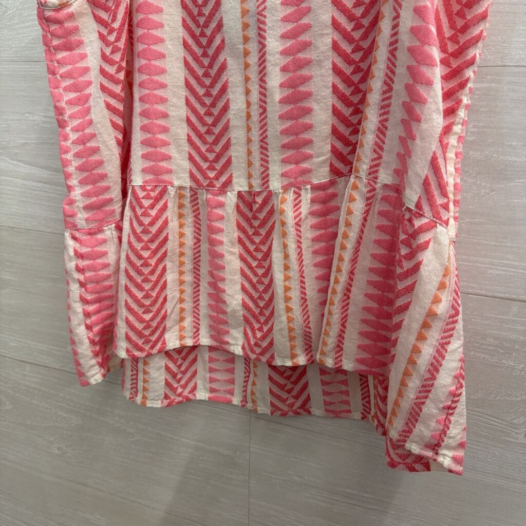Loft White/ Pink Print Tank Top Medium