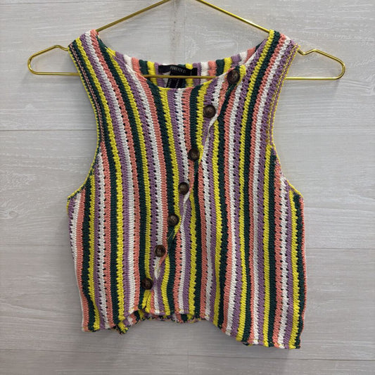 Multi Color Striped Knit Cropped Tank Top Medium