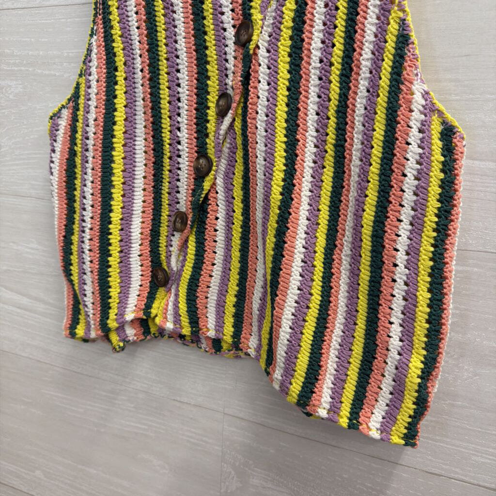 Multi Color Striped Knit Cropped Tank Top Medium