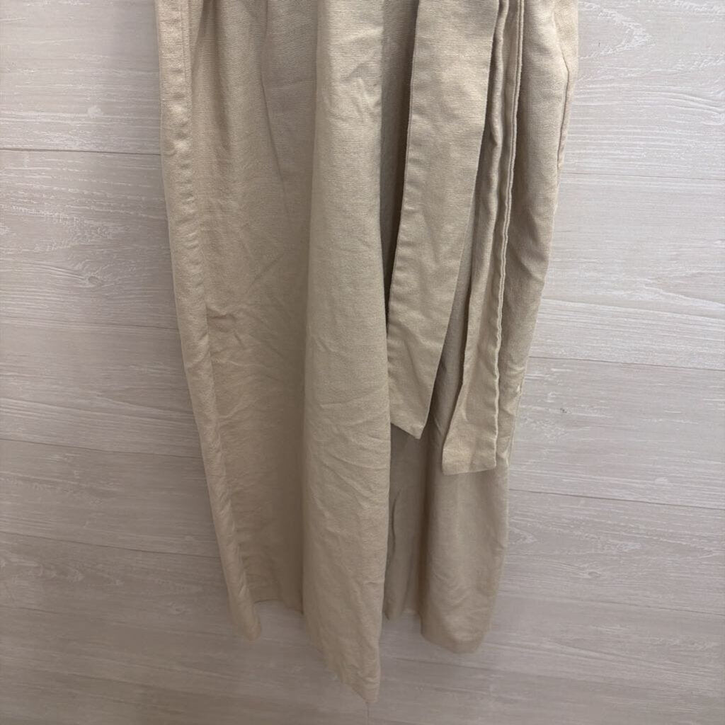 Shinestar Beige Linen Blend Sleeveless Tie Waist Jumpsuit Large
