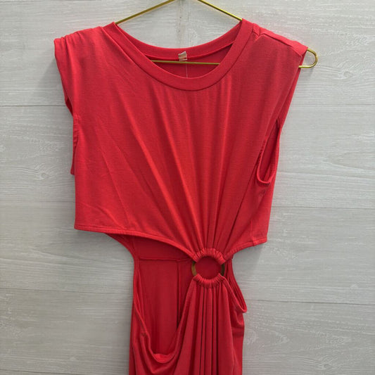 Pink Cutout Sleeveless Maxi Dress Medium