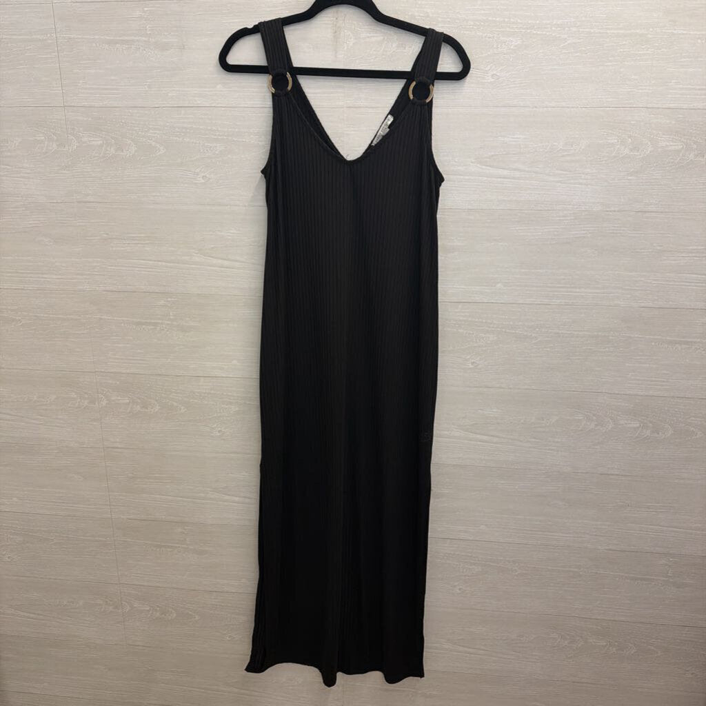 Green Envelope Black Ribbed Sleeveless Maxi Dress Small