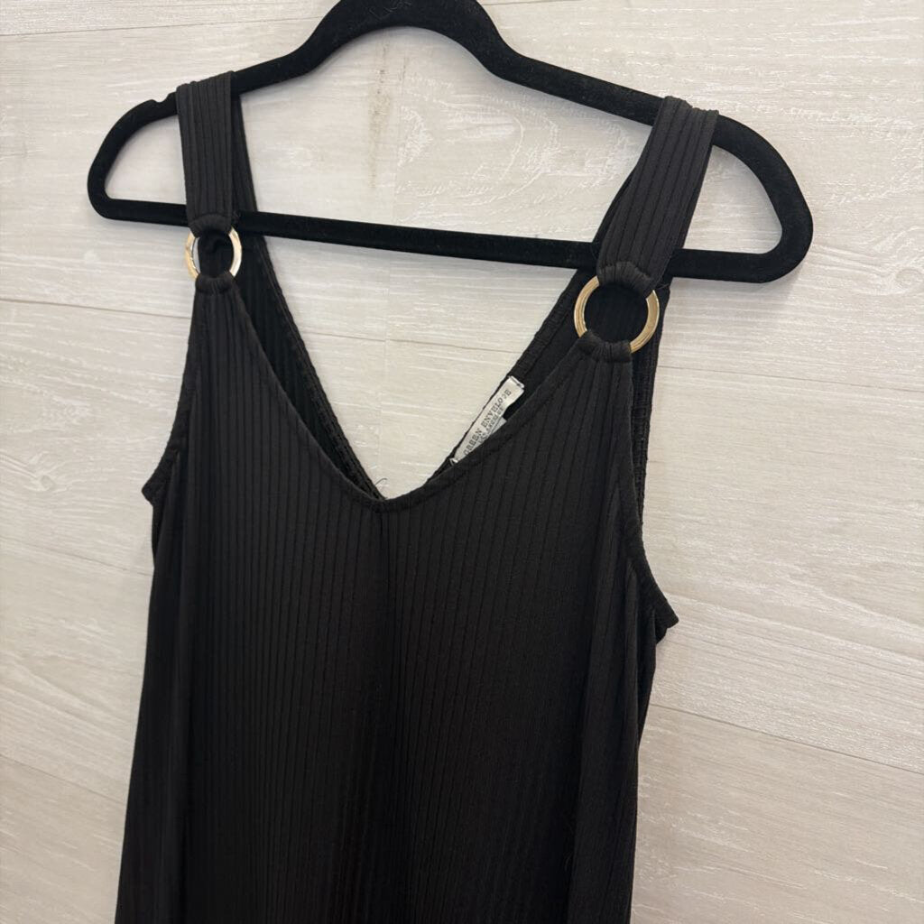 Green Envelope Black Ribbed Sleeveless Maxi Dress Small