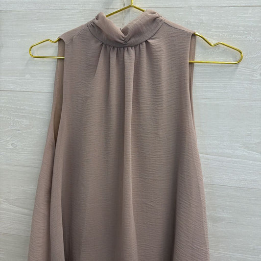 Fab'rik Beige High Neck Sleeveless Shift Dress Small