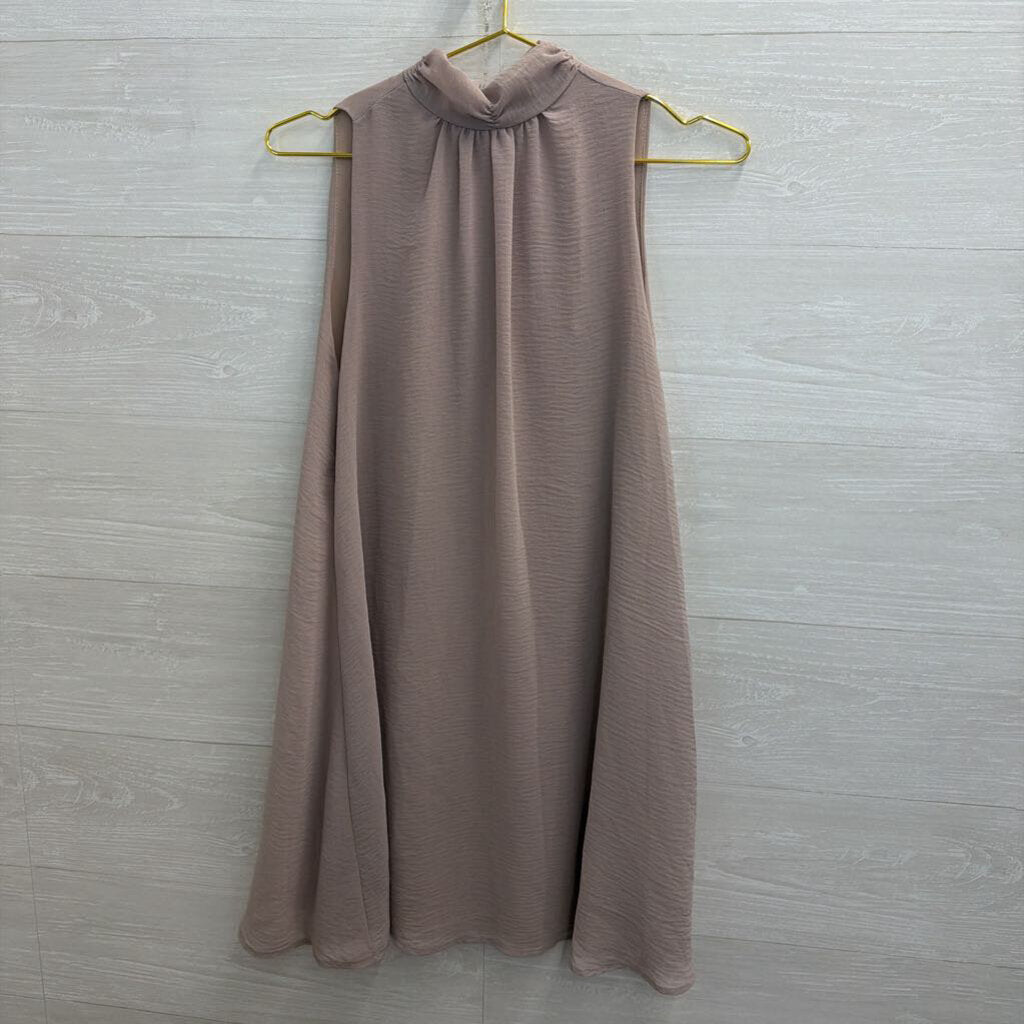 Fab'rik Beige High Neck Sleeveless Shift Dress Small