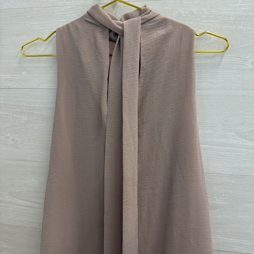 Fab'rik Beige High Neck Sleeveless Shift Dress Small