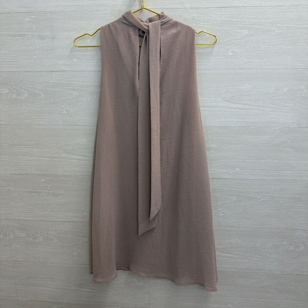 Fab'rik Beige High Neck Sleeveless Shift Dress Small