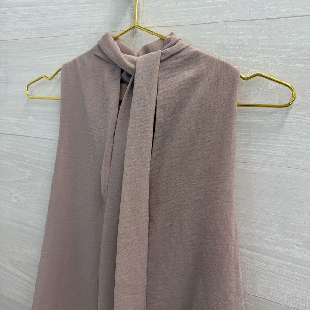 Fab'rik Beige High Neck Sleeveless Shift Dress Small
